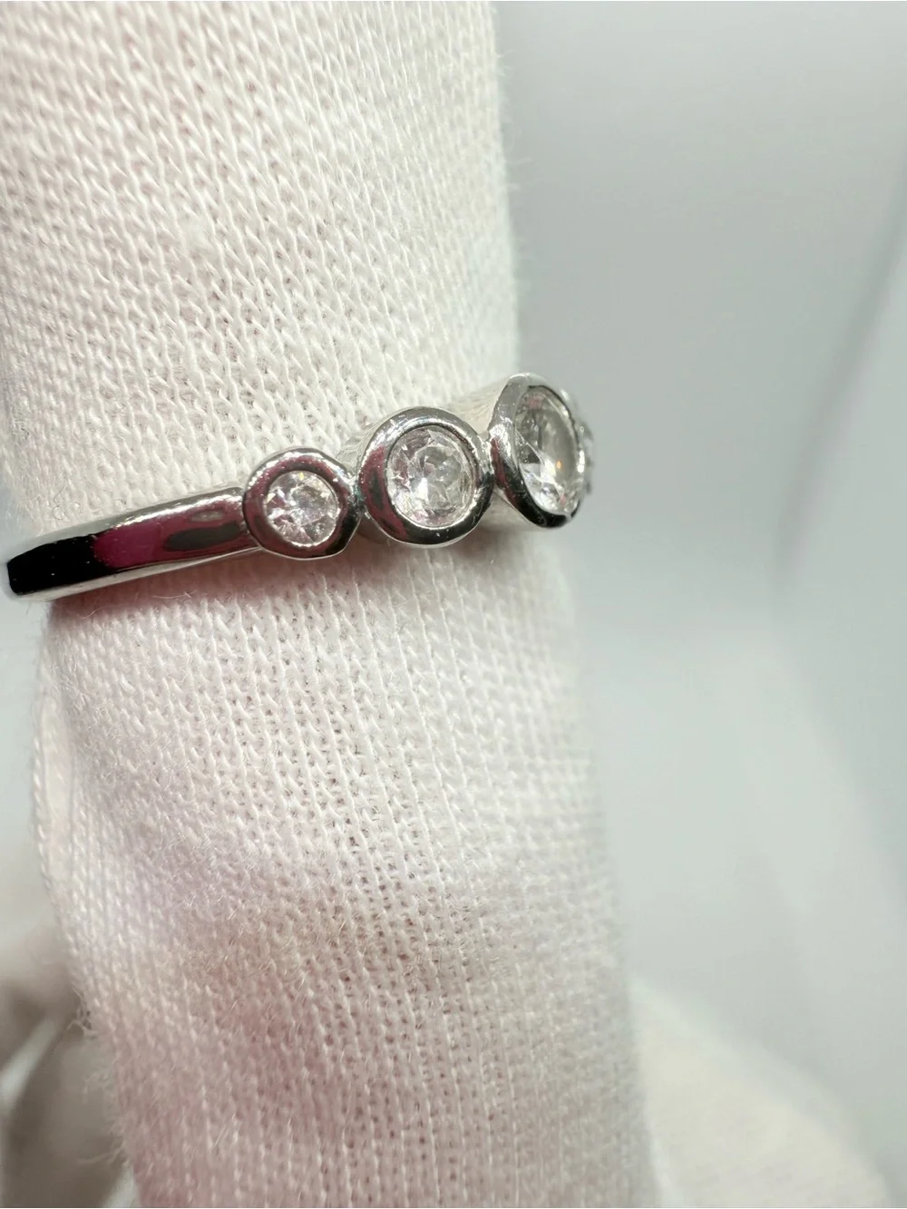 Sterling Silver Multi-Bezel Cubic Zirconia Stacking Ring - Clear
